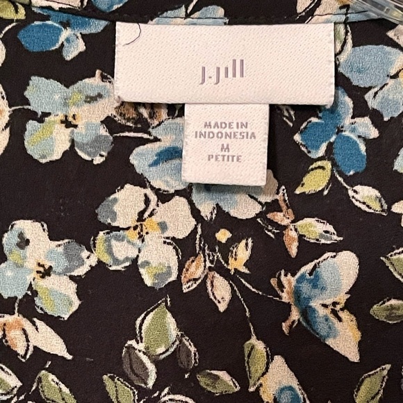 J Jill Floral Long Sleeve Button Down Layered Blouse Medium Petite - Picture 7 of 8
